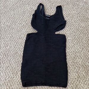 Bebe Black Textured Bodycon Dress